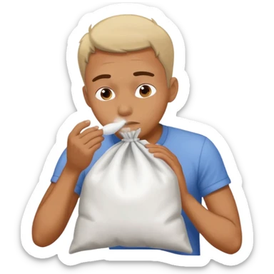 A man snorting a large bag of white powder  sticker