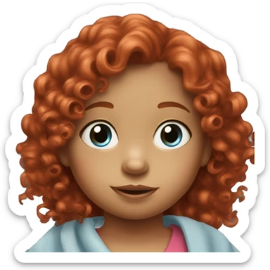  Little girl with red curly hair 2 years old blue eyes under blanket with sippy cup sticker