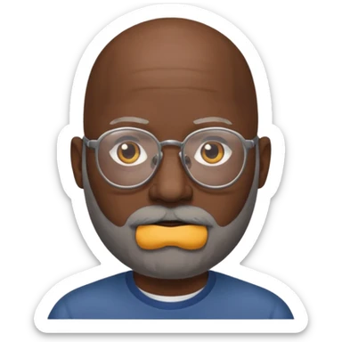 bald gray beard black man glasses sticker