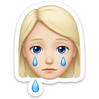 mix of these two 🥺☺️ but make it classic orginal emoji not woman or man face and without hearts and a little bit sad but still smile, make the drops blue like cry sticker