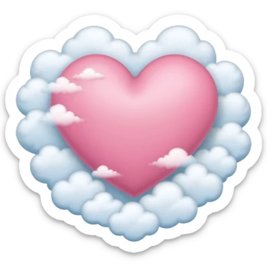 pink heart with clouds around it sticker