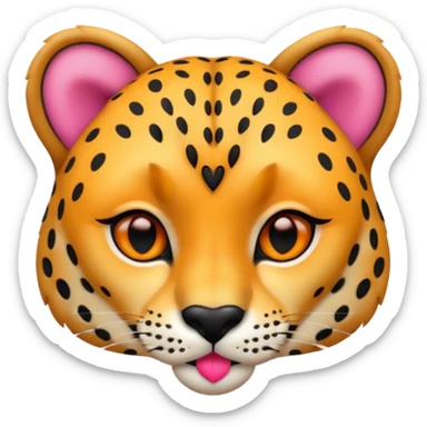 cheetah head with heart kiss sticker