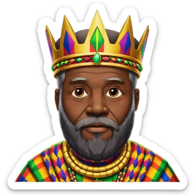 Create me an emoji of a beautiful Old African King with a beard wearing a neon Colorful gradient African Kente patterns sticker