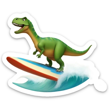 Dino surfing sticker