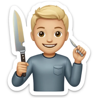 smiling face with teeth holding a knife  sticker
