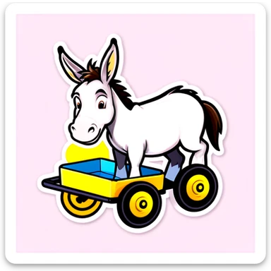 Super donkey pulls a wagon sticker