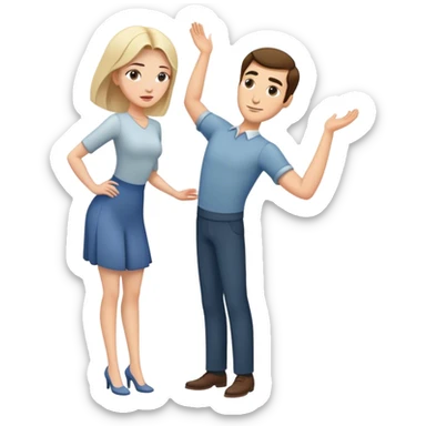 Bending woman whit a standing man behind her  sticker