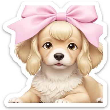 blonde dog with pink bow sticker