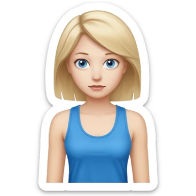 woman programmer software engineer tech girl pale skin dirty blonde hair blue eyes wearing feminine tank top sticker