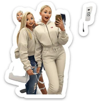 blonde girls selfie time sticker
