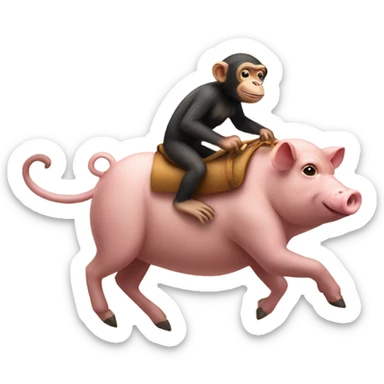 Monkey riding a pig sticker