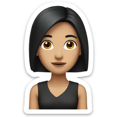 Realistic Beautiful Spanish girl brown eyes straight very long dark black hair  sticker