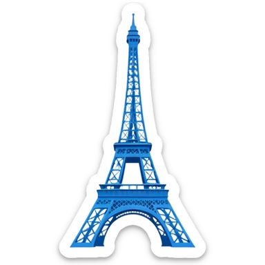 create a blue emoji of tour eiffel. 2D linear style sticker