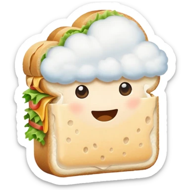 Not on top of the sandwich, it is onto if a big cloud and holding the sandwich in its hand sticker