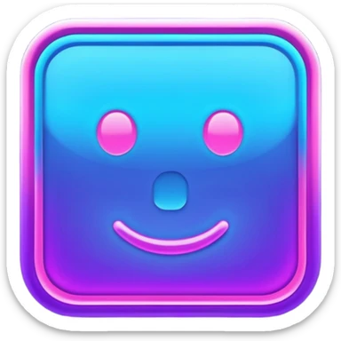 A glowing neon square in shades of blue and purple sticker
