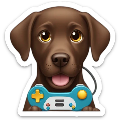 Labrador Retriver chocolate color playing videogames sticker