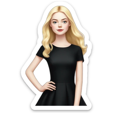 elle fanning in a black dress sticker