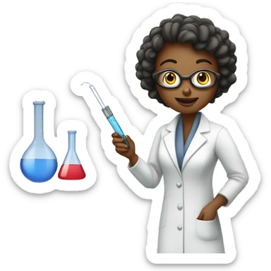 female research scientist working in lab with pipette sticker