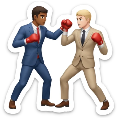 brown man hitting white english man sticker