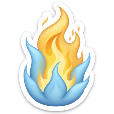 pastel blue and pastel yellow flame emoji sticker