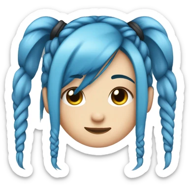 Emo Girl with two blue hair in only two long plaits on either side touching the floor  sticker