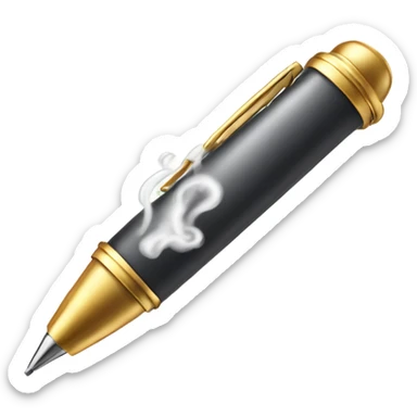 pen with steam coming out of top  sticker
