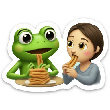 little frog and his mom eating churros sticker
