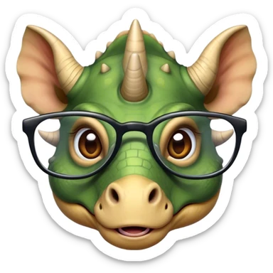 triceratops face with glasses sticker