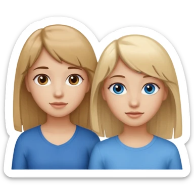 2 girls best friends one looks like barbie merliah summers with blonde hair and blue eyes and the other is a girl with brown hair and brown fringe and light brown eyes  sticker