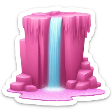 Pink waterfall with glitter  sticker