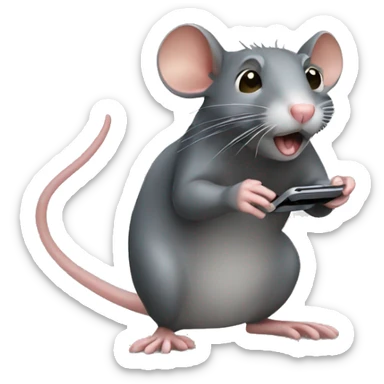 Rat on phone sticker