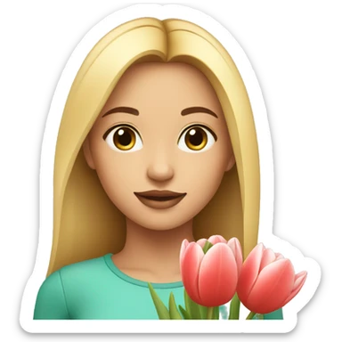 Pretty Girl with tulips sticker