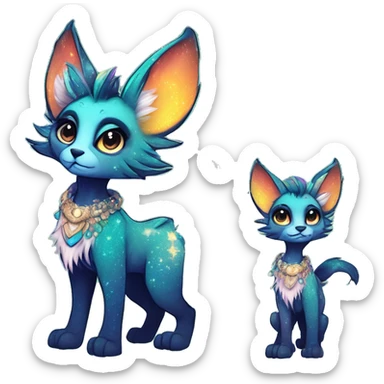 Cool cute Kawaii edgy fantasy animal sparkle fursona Fionbri creature by griffsnuff & LiLaiRa & Falvie full body sticker