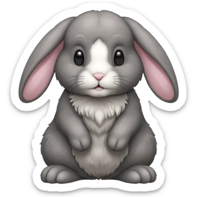 dark grey lop ear rabbit full body sticker
