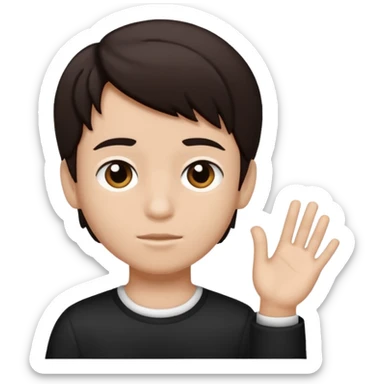 Dark brown hair, black and white skined and is a boy sticker