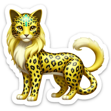 Shiny Elemental Exotic Liepard-Persian-Delcatty-Pokémon-Fakémon-hybrid-creature (full body) sticker