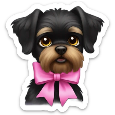 Black belgian griffon with a pink bow sticker