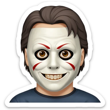 Micheal myers with a grin sticker