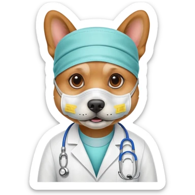 doctor dog Wearing Medical Mask sticker