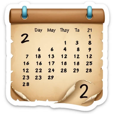 calendar with handwritten '2 days' sticker