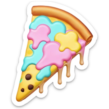 Melted neon kawaii pastel ice cream pizza slice sticker