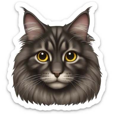 Dark maine coon cat with beatiful eyes sticker