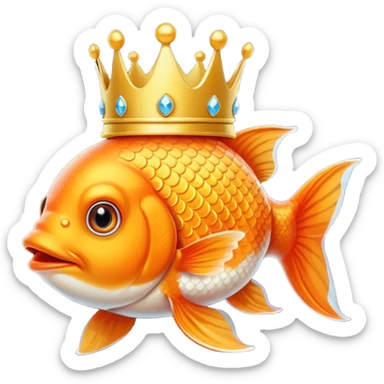 goldfish wearing a crown sticker
