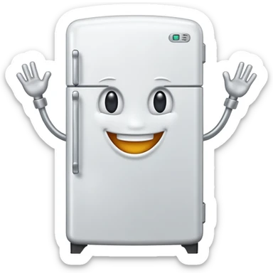 A fridge with arms and legs sticker