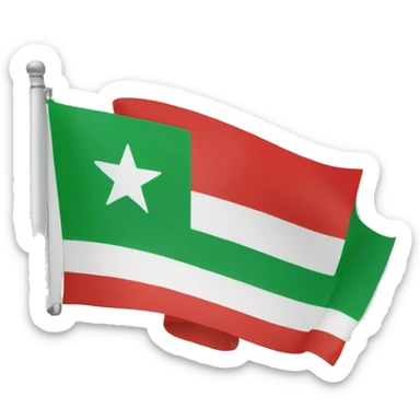 Flag with three stripes green on top white in the middle and black on the bottom with three red starts in the middle with the white stripe sticker