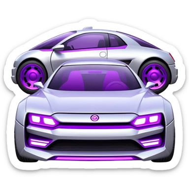 futuristic silver and purple cyberpunk car sticker