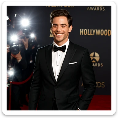 a modern Hollywood film star, red carpet look, confident and stylish sticker