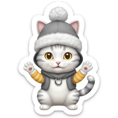 Rengi gri beyaz olaolan rapci kedi sticker