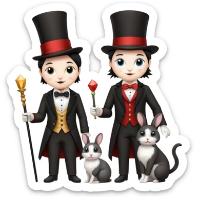 magician couple and th@ClashOfClansShopNo1eir pet cat sticker