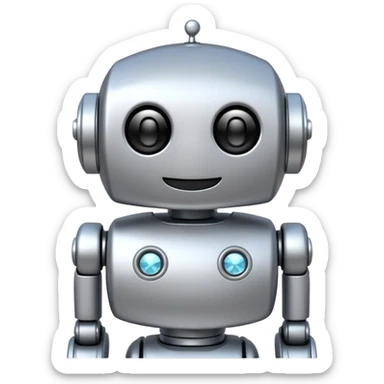 robot with a smiling face and sparkles sticker